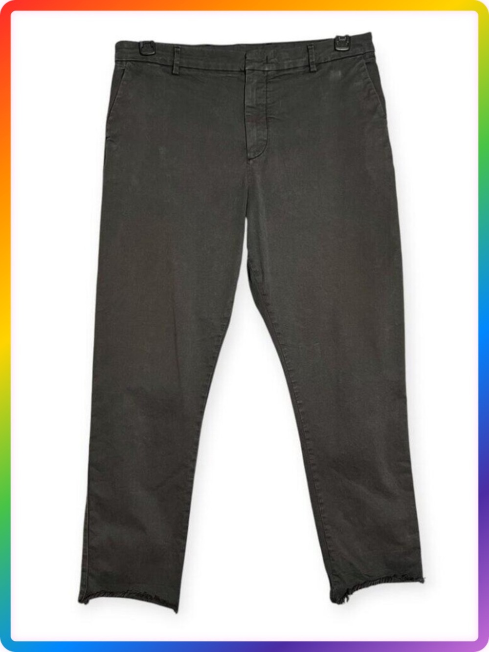 Unsubscribed High Rise Distressed Pants SIZE 8 Gray Raw Hem Tapered Leg Casual